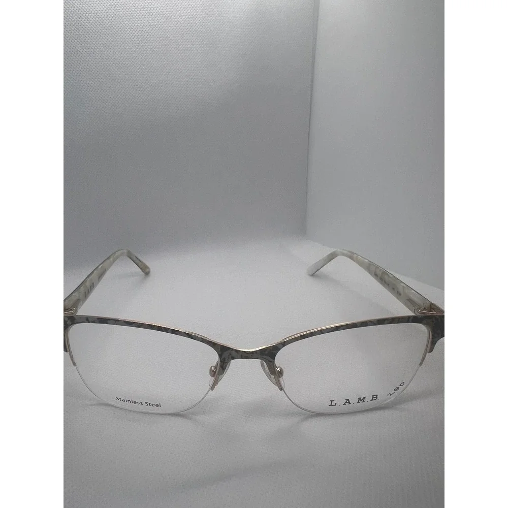 L.A.M.B. LA091 Designer Eyeglasses Frames Gold Stainless Steel Unique Pattern‎